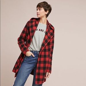Anthropologie Buffalo Plaid Cardigan Coat